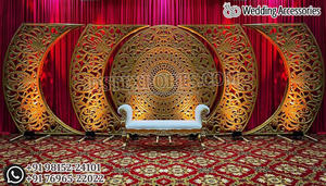Splendide réception de mariage décoration de scène fabuleux mariage thème or décor de scène thème or asiatique décoration de scène de mariage - Product Image 4