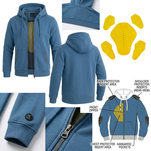 Hoodie de sécurité pour moto d'hiver renforcé en Kevlar, doublé en polaire, résistant aux abrasions, unisexe, avec protection CE - Product Image 3