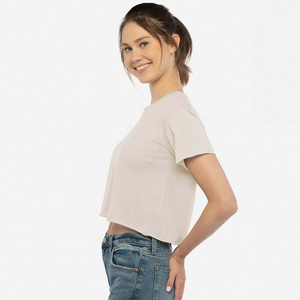 เสื้อครอปท็อปผู้หญิงรักษ์โลก รุ่นใหม่ สีพื้น ผ้าฝ้าย 100% หรือ ผ้าฝ้าย 90% โพลีเอสเตอร์ 10% แขนสั้น - Product Image 6