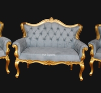 Canapé de mariage en bois sculpté à la main – Ensemble de canapés de luxe finition or pour décorations de scène, mariages, événements VIP