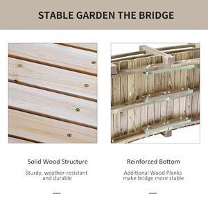 Ponte da Giardino in Legno Naturale da 1,5 m con Ringhiera per Decorazione del Cortile - Product Image 6