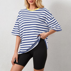 T-shirt décontracté à col rond et manches courtes 100% coton pour femme, coupe oversize, respirant, nouveau t-shirt uni pour femme - Product Image 2