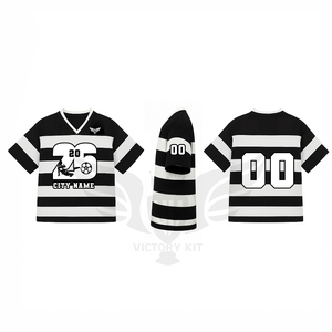Maillot de football américain personnalisé avec logo brodé, t-shirt rayé surdimensionné, streetwear rétro, maillots de football pour hommes - Product Image 5