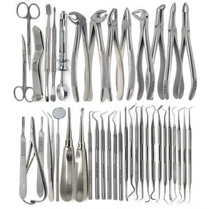 Kit chirurgical avancé pour extraction dentaire en acier inoxydable de haute qualité, comprenant des forceps dentaires, une seringue et des sondes cliniques - Product Image 1
