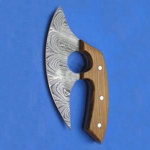 Cuchillo Ullu Burraq de Acero de Damasco Hecho a Mano con Mango de Madera, Cortador de Pizza, Funda de Cuero, 6-7.9 Pulgadas, Ambidiestro, para Exteriores - Product Image 4