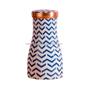 Handmade Eco Friendly 100 % Pure Copper <b>Water</b> <b>Jar</b> Zig Zag Enameled Print Bedside Carafe for Drinking <b>Water</b> at Low Price - Product Image 2