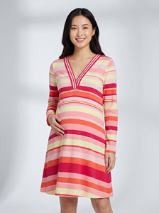 Vestido de Maternidad y Lactancia Bmama Rosa, Mezcla de Algodón, Vestido de Lactancia con Acceso Cruzado, Manga Larga, Mini Vestido, Venta al Por Mayor OEM - Product Image 4