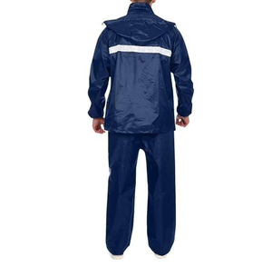 Combinaison de pluie imperméable bleu marine pour homme, veste et pantalon à manches longues avec bandes réfléchissantes, toutes saisons, pour adulte - Product Image 5
