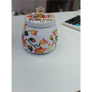 Ensemble de pots à fruits secs en métal doré de style européen haut de gamme |   Organisateur de rangement de bureau à deux niveaux orné pour condiments, bijoux et collations - Product Image 5