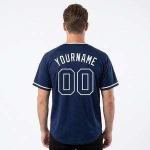 เสื้อเบสบอลชายแบบกำหนดเอง แขนสั้น ผ้าตาข่าย ระบายอากาศได้ดี พิมพ์ลายชื่อทีม 00 คอปกเบสบอล ทรงปกติ - Product Image 3