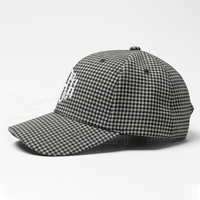 Casquette de baseball pied-de-poule noire et blanche avec logo brodé, décontractée, réglable, streetwear, unisexe adulte, 6 panneaux, casquettes tendance