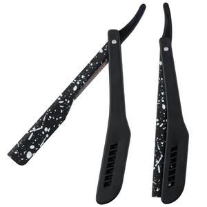 Yellow Speckled Stainless Steel Razor With <b>ABS</b> Plastic Handle Single Blade Face Shaving Tool - Product Image 3