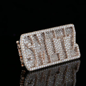 Hip Hop <b>Iced</b> Out 'SMITZ' Custom Name <b>Ring</b> in White Gold Finish Baguette & Round Cut Diamond Bling Letter <b>Ring</b> Rapper JewelryGift - Product Image 2