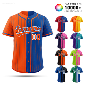 Maillot de baseball personnalisé uni avec fermeture boutonnée, empiècements contrastés, haute qualité, tenue d'équipe OEM, vente en gros, usage scolaire, grandes tailles, 100% coton - Product Image 5