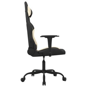 Sedia da gioco in tessuto nero e crema con comodo poggiapiedi - Product Image 4