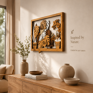 Arte Mural de Plantas Multicapa con Corte Láser de Lujo para Interiores de Casas Modernas |   Decoración de Pared Botánica de Madera Hecha a Mano Inspirada en la Naturaleza - Product Image 2