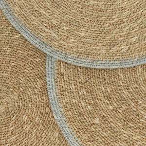 Wholesale Eco Friendly Braided Handwoven Natural Wicker Seagrass <b>Round</b> <b>Placemat</b> Gray Border Dining Table Mat Bulk Hotel Decor - Product Image 4