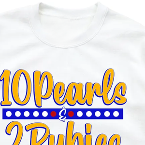 Sweat-shirt à col rond personnalisé avec 10 perles et deux rubis, couleur blanche, lettres grecques, pour sororité, pull décontracté à manches longues en polaire - Product Image 6