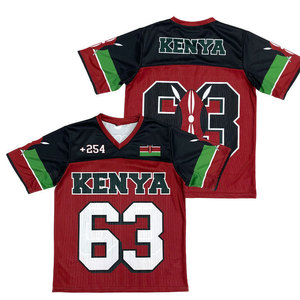 Kenya Basketball Jersey Men's Red Black Mesh V-Neck Short Sleeve Sublimated Print 63 Number Breathable 100% Polyester Sport - Product Image 1