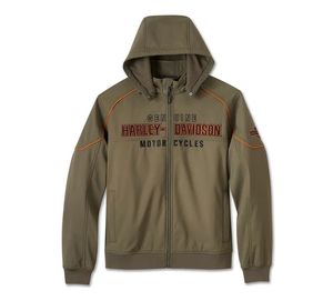 H-D Embroidered Softshell Biker Hooded <b>Jacket</b> Waterproof Sport Windbreaker for <b>Men</b> Customizable Design Windproof Moto Biker Sty - Product Image 3