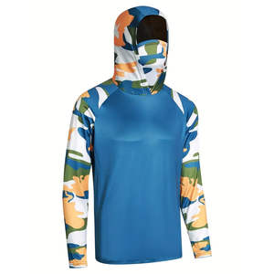 Chemise de pêche pour homme OEM UPF50+ camouflage à manches longues, séchage rapide, respirante, avec capuche et masque, grande taille pour adultes - Product Image 6