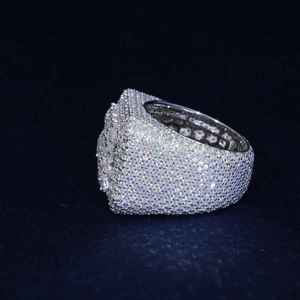 Anillo de Moissanita Chapado en Oro Rosa con Incrustaciones, Plata de Ley 925, Engaste de Garras, Unisex, Estilo Hip Hop, Anillo de Boda - Product Image 5