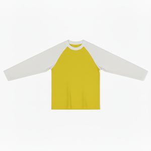 T-shirt unisexe 100% coton à manches longues 200 g/m², col rond, coupe ample, couleur contrastée, printemps-automne, couleur unie, t-shirt homme - Product Image 1