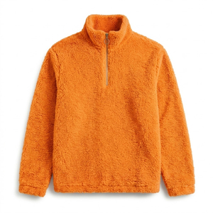 Custom Men's Sherpa <b>Fleece</b> Quarter Zip Pullover <b>Jacket</b> Front Logo <b>Thick</b> Winter Warm OEM ODM Wholesale High Quality - Product Image 2