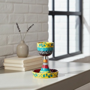 Nuevo Lanzamiento: Posavasos Moderno Hecho a Mano de Metal Esmaltado Verde Mar para Copa de Kiddush, Serie Premium Touch, Ecológico, para Rituales Judíos - Product Image 6