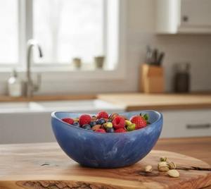 Bol de service en résine écologique, réutilisable, durable, produit pour un style de vie écoresponsable, pour servir les repas au quotidien, provenant d'Inde. - Product Image 1