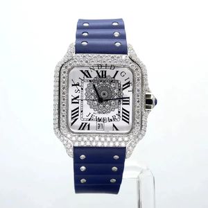 SPLendid JEWELRY นาฬิกาเพชร ตัวเรือนทรงสี่เหลี่ยม ระบบอนาล็อก กลไก ETA กระจกแซฟไฟร์ หน้าปัดตัวเลขโรมัน สายซิลิโคนสีน้ำเงิน กันน้ำ 10 เมตร - Product Image 2
