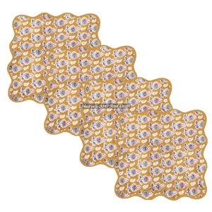 Block Printed Handmade Cotton <b>Table</b> Scallop Napkins Use Home Hotel Stock 100% Cotton Made Quality <b>Table</b> Napkin Indian Customized - Product Image 5