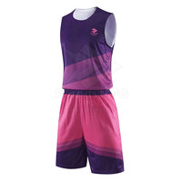 Uniforme de Baloncesto para Hombre, Estampado en Degradado Rosa, Jersey sin Mangas, Pantalones Cortos, Absorbe la Humedad, Cintura Elástica, Nombre del Equipo Personalizado