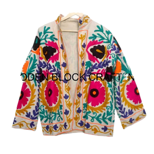 Chaqueta de Fiesta Primaveral Hecha a Mano, Nueva Tendencia, Tela de Pato, Bordado Suzani Floral, Talla Única, Corta de Invierno - Product Image 1