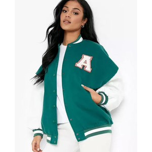 Chaqueta de béisbol estilo varsity sin marca OEM para mujer, forro polar, logotipo personalizado, chaqueta estilo streetwear. - Product Image 4