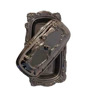 จานใส่เนยรูปวงรีสแตนเลสสีเงินสุดหรู ทันสมัย ปลอดภัยสำหรับเครื่องล้างจาน ผิวเงาสวยงาม ภาชนะใส่เนยสำหรับโต๊ะอาหาร - Product Image 2