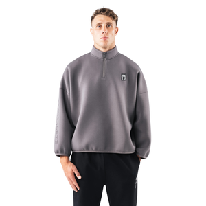 Sweat-shirt polaire demi-zip pour homme, manches longues, coupe oversize, décontracté, pour l'entraînement, fournisseur OEM en gros - Product Image 1