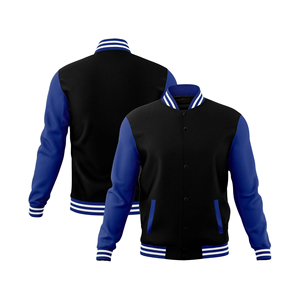 Blouson universitaire personnalisé avec logo, coupe-vent, respirant, réversible, en toile de laine, à capuche, manches géométriques, style streetwear, pour lycée - Product Image 1