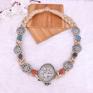 Handcrafted Tribal Jute Rope <b>Statement</b> <b>Necklace</b> - Product Image 3