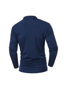 <b>Mens</b> Long Sleeve Polo <b>Shirt</b> Relaxed Fit Solid Color Ribbed Hem Soft Stretch Breathable Quick Dry Casual Style Regular Fit Button - Product Image 2