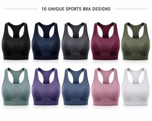 Soutien-gorge de sport dos nageur pour femme, col rond, empiècements en maille respirants, maintien élevé, sans coutures, pour le yoga, couleur unie, léger - Product Image 6