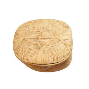 Panier à linge ovale en rotin naturel tressé à la main avec couvercle et poignées latérales découpées intégrées, bac de rangement pour vêtements, vente en gros - Product Image 3