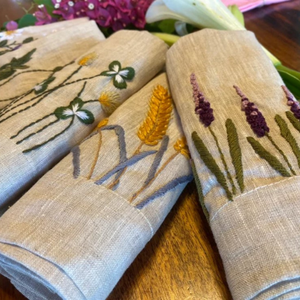 Custom Design 100% Pure <b>White</b> Cotton Napkin Set <b>Placemat</b> Elegant Embroidered Flowers With Hemstitch Home Hotels Events Parties - Product Image 5