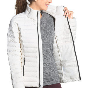 2026 New Women's White Down Puffer Jacket Full <b>Sleeve</b> Stand Collar Zipper Closure Solid Color Winter Warm Outerwear ODM OEM - Product Image 4