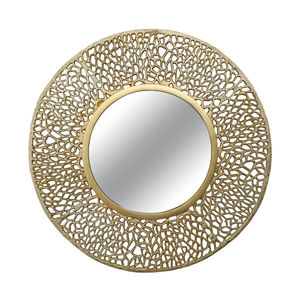 Miroir mural rond en métal artisanal, cadre en feuille d'argent, motif botanique, miroir décoratif orné pour la maison, excellent prix - Product Image 3