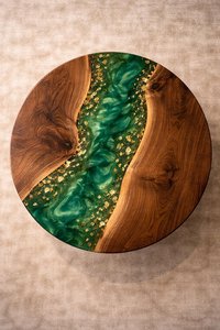 Coastal <b>Epoxy</b> & Wood <b>Coffee</b> <b>Table</b> Handmade Ocean Wave Design Eco-Friendly Modern Indoor Decor - Product Image 6