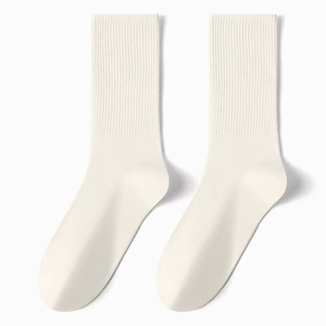 Chaussettes unisexes décontractées de couleur unie, côtelées, en coton doux et respirant, mi-mollet, pour le sport quotidien, antibactériennes, sans couture, pour hommes et femmes - Product Image 3