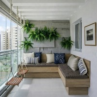 Ensemble de canapés d'extérieur en bois écologique et durable, design côtier moderne avec structure en aluminium, imperméable, fait main, luxe, décoration au sol