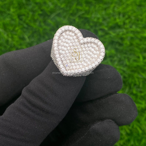 Luxury Hip Hop Fine <b>Rings</b> Customizable 925 Sterling <b>Silver</b> VVS Baguette Moissanite Diamond Iced Heart Bling <b>Rings</b> <b>for</b> <b>Men</b> Women - Product Image 3