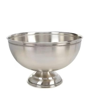 Modern Silver-Finished Metal Champagne Bowl <b>Large</b> Decorative Pedestal Dish for Weddings Events and Luxury Dining Room Accent - Product Image 1